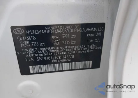 2019 Hyundai Elantra Value Edition из США, поврежденный, VIN 5NPD84LF7KH427781